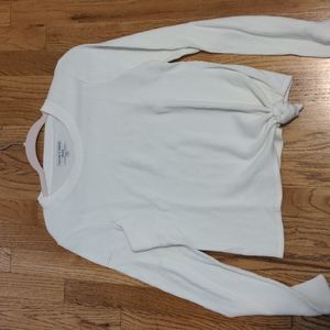 Madewell Texture and Thread white ribbed long sleeve knot tie shirt size medium